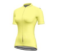 Chickwin Womens Cycling Tops Short Sleeve, Summer Cycling Jersey Mesh Quick Dry Solid Color Ladies Mountain Bike Jersey XS~3XL Breathable Comfortable Bicycle T Shirt (Pale Yellow,XXL)