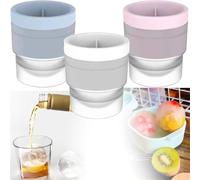 Chiclify Eiskugel - 6,3 cm, langsam schmelzende runde Eiswürfelform, Chiclify Eiskugelform, für selbstgemachte frische Säfte, EIS am Stiel, gefrorene Soßen, Kaffee, Whisky, Cocktails (3PCS 3)