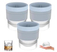 Chiclify Ice Ball Maker Mold, 2.5 Inch Round Ice Cube Molds, Reusable Silicone Sphere Ice Tray with Lid, Easy-Release Large Ice Balls for Whiskey, Cocktails, Juice (Blue)