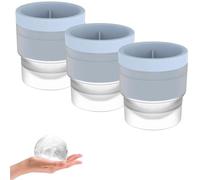 Chiclify Ice Ball Maker Mold,3PCS 2.4in Reusable Silicone Sphere Ice Cube Molds with Easy-Release Design for Whiskey, Cocktails, Bourbon, Juice & Chocolate (Blue 3PCS)