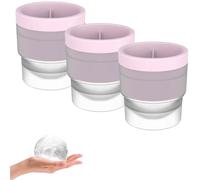 Chiclify Ice Ball Maker Mold,3PCS 2.4in Reusable Silicone Sphere Ice Cube Molds with Easy-Release Design for Whiskey, Cocktails, Bourbon, Juice & Chocolate (Pink 3PCS)