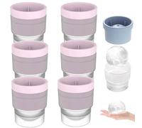 Chiclify Ice Ball Molds, 2.5in Slow Melting Round Ice Cube Mold with Lids, Non-BPA Premium Silicone Ice Cube Molds, Easy-Release Sphere Ice Maker for Whiskey Cocktails Bourbon and Drinks (6, Pink)