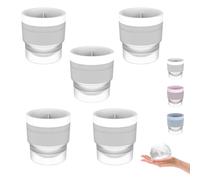 Chiclify Ice Ball Molds, 2.5in Slow Melting Round Ice Cube Mold with Lids, Non-BPA Premium Stackable Easy-Release Silicone Silicone Ice Ball Mold for Whiskey Cocktails Bourbon and Drinks (White,5pc)