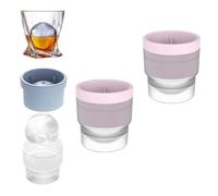 Chiclify Ice Ball Round Ice Cube Mold Easy-Release Sphere Ice Maker Silicone Ice Cube Molds Reusable Round Ice Cube Mold for Jelly Milk Juice Chocolate or Cocktails Whiskey & Funnel (Pink-2pcs)