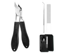 Chiclify Nail Clipper, Chiclify Slanted Nail Clippers for Ingrown Toenails, Wide Jaw Opening Anti-Splash Slanted Nail Clipper, Sharp Curved Toenail Clippers for Seniors (Black)
