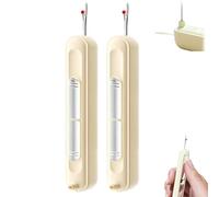 Chiclify Needle Threader, Automatic Needle Threaders for Hand Sewing, Quick Sewing Machine Loop Needle Threaders, Stretchable Remover Needle Threading Tool (2pcs Beige)