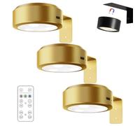 Chiclify Picture Lights, Chiclify Art Lights, Topveden Picture Light, 2/4/6/10/12 Pack LED Battery Operated Magnetic Painting Light for Wall with 13 Lighting Modes, 3 Color Temps (Gold, 3 Pack)