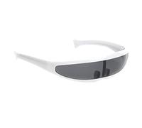 ChicLitonor Fun, Party, Futuristic, And Original Single Lens Sunglasses And Decoration, White Mirrored, as described