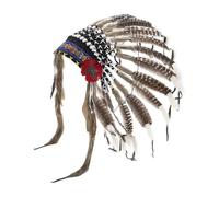 ChicLitonor Indian Headdress Native American Feather Hat Chief Headpiece Adults Adjustable Artificial Feather Material Suitable for Photo Prop Cosplay Themed Part, Brown