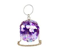 ChicLitonor Women's Bag Clutch Sequined Rigid Handle Bag Chain Shoulder Strap Arm Bag Card Holder Keys Suitable for Gala Celebrations Receptions, Purple