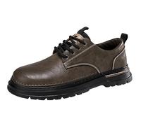 CHICMARK Men's Derby Shoes Wide Fit - Microfiber Slip-Resistant Sole Business Casual Khaki