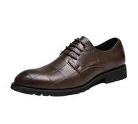 CHICMARK Men's Durable Comfortable Lace-Up Pointed Toe Casual Oxford Shoes Brown
