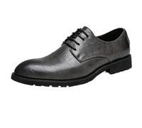 CHICMARK Men's Durable Comfortable Lace-Up Pointed Toe Casual Oxford Shoes Grey