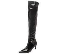 CHICMARK Women Fashion Patent Leather Thigh High Boots,Over-The-Knee Boots with Pointed Toe and Kitten Heel