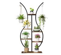 Chicmine 6 Tier Tall Plant Stand Indoor, Metal Corner Plant Stand with Hanging Hooks, Multi-Purpose Bonsai Flower Pots Plants Rack for Indoor, Garden, Balcony, Living Room