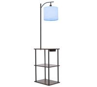 Chicmine Floor Lamp with Remote Control, Natural Wood End Table with 3-Layer Book Shelf & 3 Color Temperatures Dimmable Tall Standing Lamp, Modern Floor Lamps for Living Room Bedroom Office Corner