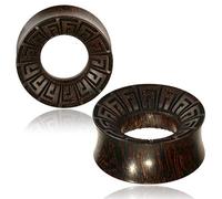 CHICNET Tamarind Wood Flesh Tunnel Greek Ornament Spirals Lobe Piercing Wood Double Flared, Wood