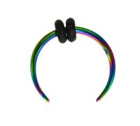 CHICNET Universal Horseshoe Piercing Crescent Shape Ear Nose Stainless Steel in Colourful Two Rubber Rings Septum Lobe 1.2 mm 1.6 mm 8 mm 12 mm