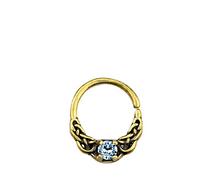 CHICNET Universal Piercing Ring Ear Nose Brass Antique Gold Aqua Crystal Celtic Knot Pattern Nostril Septum Conch Tragus Helix Lobe