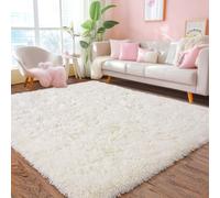 Chicnix Bedroom Rug, 140 x 200 cm, Fluffy, High Pile Rug, Living Room Cream, Soft Plush, Non-Slip Shaggy Long Pile Rug for Children's Room, Home Decor