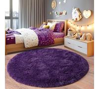 Chicnix High Pile Rug, Round, 160 cm, Living Room, Shaggy Long Pile, Modern Plush, Non-Slip, Soft, Fluffy Bed Rug for Children's Room, Bedroom, Grape Purple