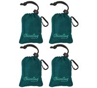 ChicoBag Original Compact Reusable Grocery Bag w/Attached Pouch and Carabiner Clip | Perfect for Shopping, Travel, Organization | Eco-Conscious Packable Tote | Aqua (Pack of 4)