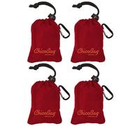 ChicoBag Original Compact Reusable Grocery Bag w/Attached Pouch and Carabiner Clip | Perfect for Shopping, Travel, Organization | Eco-Conscious Packable Tote | Red (Pack of 4)
