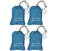 ChicoBag Original Reusable Tote with Carabiner Clip | Compact Reusable Grocery Bags | Recycled Materials | Sapphire (Pack of 4)