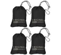 ChicoBag Original Reusable Tote with Carabiner Clip | Compact Reusable Grocery Bags | Recycled Materials | Black (Pack of 4)