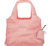 ChicoBag Vita Reusable Tote Bag with Carabiner Clip | Compact Reusable Shopping Bags | Eco Friendly, Coral Stripe