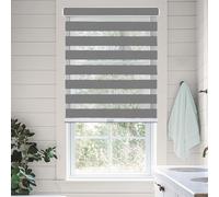 CHICOLOGY Everyday Cordless Zebra Shades, Light Filtering Dual Layer Window Blind Treatment Best for Kids & Perfect for Living Room/Bedroom/Kitchen and More, 44" W X 72" H, Basic Slate
