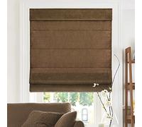 CHICOLOGY - RMBC3464 Cordless Roman Shades Cross-Hatched Modern Fabric Cascade Window Blind Treatment, 34"W X 64"H, Belgian Chocolate (Privacy & Light Filtering)