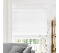 Chicology, Window Treatments, Roman Shades, Polyester Fabric Plastic Metal Steel, Belgian Snow (Privacy & Light Filtering), 29" W X 64" H