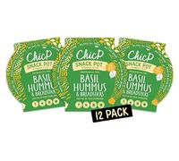 ChicP Basil Hummus To Go with Breadsticks Snack Pots (12 Multipack), No Fridge Needed, Vegan Snack for Lunchboxes, Snacking and On-The-Go, Nut-free, UK Made