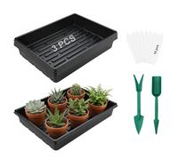 Chicpant 3 Pieces Black Plastic Seed Trays without Holes Heavy Duty Plant Trays for Greenhouse Seedling Growing Germination Tray (3, 39 x 29 x 6.5cm)