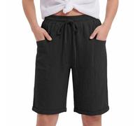 Chicpant Linen Shorts Women Drawstring Knee Length Shorts with Pockets | Women Shorts,Summer casual,Elastic Waist,Summer clothes for womens,Beach,Knee length shorts women,Walking,Short for Womens