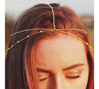Chicque Boho Head Chain Jewelry Layered Headpiece Bead Hair Chain Wedding Festival Hair Accessories for Women and Girls, 1 Count (Pack of 1), Metal