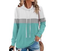 Chicrise Hoodies For Women Oversized Long Sleeve Crewneck Casual Sweatshirts With Pockets Soft Autumn Tops Comfortable White Blue Means 12-14 M