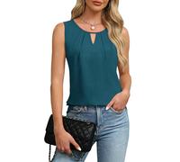 Chicrise Tank Top Women Summer Keyhole Elegant Vest Tops Sleeveless Lightweight Blouse Basic Green L 16-18
