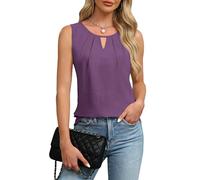 Chicrise Tank Top Women's V-Neck Tops Sleeveless Summer Keyhole Elegant Blouse, purple, S