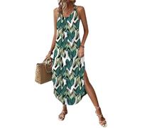 Chicrise Women Dresses Summer Split Beach Dresses Long Flowy Elegant Sundress Knitted Soft Multicoloured Large 8-10