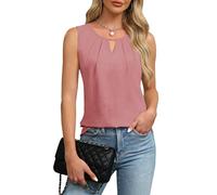 Chicrise Womens Blouse Sleeveless Summer Tank Top Loose Fit Casual Work Shirts Pink M 12-14