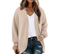 Chicrise Women's Long Autumn Cardigan V Neck Spring Elegant Knitted Coat Light Chic, khaki, M