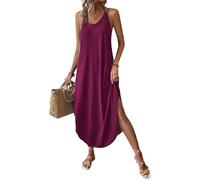 Chicrise Women's Summer Dresses Casual Strappy Dress Long Boho Maxi Dresses Loose Flowy Purple X Large 12-14