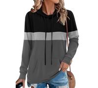 Chicrise Women'S Sweatshirts Oversized Crewneck Long Sleeve Loose Hoodies With Drawstring Comfy Casual Tops Soft Autumn Black Grey Means 12-14 M