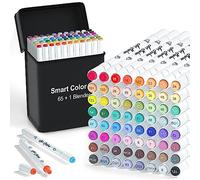 ChicRosa Art Markers, 65 Coloring Markers and 1 Blender, 66 Pack Alcohol Based Dual Tip Permanent Markers Highlighters with Case, Excellent for Adults Kids Coloring Marking Drawing Sketching (Black)