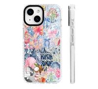 ChiCs-Flaura for iPhone 15 Case [Military-Grade Drop Protection/Coastal Soft Slim TPU Protective/Camera Protection/Women & Girls] - Pink Blue Ocean Collage Pattern with Shells & Disco Ball