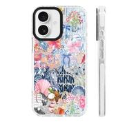 ChiCs-Flaura for iPhone 17 Case [Military-Grade Drop Protection/Coastal Soft Slim TPU Protective/Camera Protection/Women & Girls] - Pink Blue Ocean Collage Pattern with Shells & Disco Ball