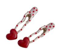 Chics Polkas Dot Heart Hair Clip Durability Metal Construction Easy to Use Accessory for Versatilitys Looks Cute Polkas Dot Accessory