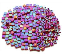 CHICSHIS 0.66lbs Ruby Red DIY Mosaic Tiles for Crafts Bulk, 3/8" Iridescent Small Square Mosaic Glass Pieces, Stained Glass Pieces with Smooth Edges Ideal for Beginners and Craft Enthusiasts